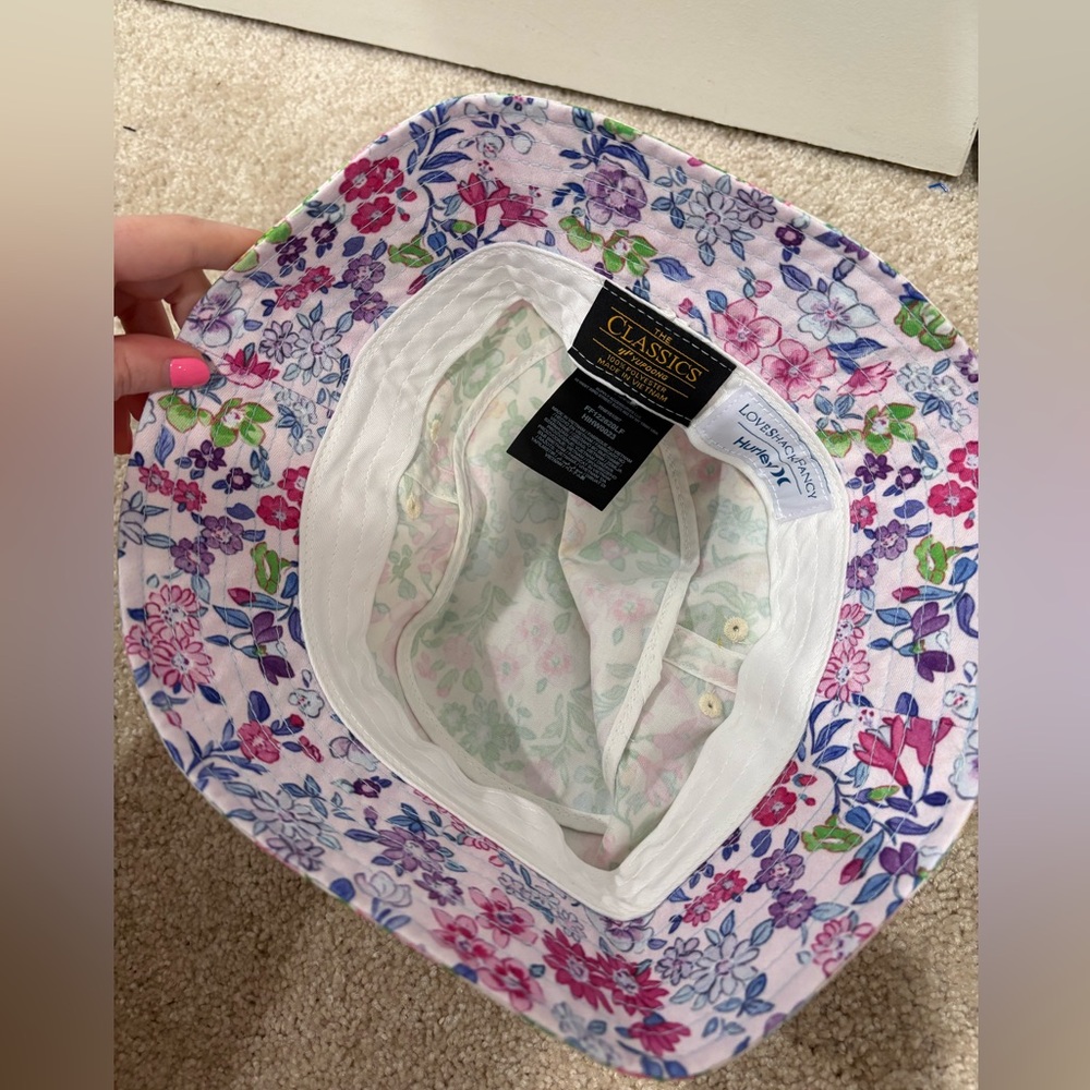 LoveShackFancyxHurley Floral Printed Bucket Hat NWOT - Picture 8 of 9
